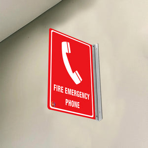 FIRE EMERGENCY PHONE - DOUBLE SIDED OFF WALL SIGN