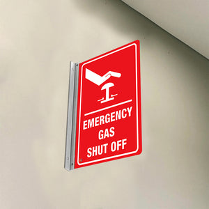 EMERGENCY GAS SHUT OFF - DOUBLE SIDED OFF WALL SIGN