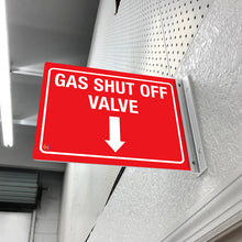 Load image into Gallery viewer, GAS SHUT OFF VALVE (DOWN ARROW) - DOUBLE SIDED OFF WALL SIGN