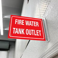 FIRE WATER TANK OUTLET - DOUBLE SIDED OFF WALL SIGN