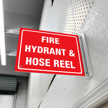 Load image into Gallery viewer, FIRE HYDRANT &amp; HOSE REEL - DOUBLE SIDED OFF WALL SIGN