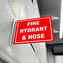 Load image into Gallery viewer, FIRE HYDRANT &amp; HOSE - DOUBLE SIDED OFF WALL SIGN