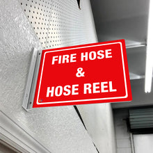 Load image into Gallery viewer, FIRE HOSE &amp; HOSE REEL - DOUBLE SIDED OFF WALL SIGN