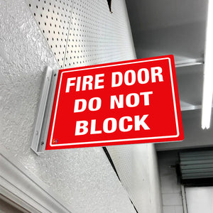 FIRE DOOR DO NOT BLOCK - DOUBLE SIDED OFF WALL SIGN