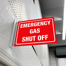 Load image into Gallery viewer, EMERGENCY GAS SHUT OFF - DOUBLE SIDED OFF WALL SIGN