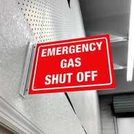 EMERGENCY GAS SHUT OFF - DOUBLE SIDED OFF WALL SIGN