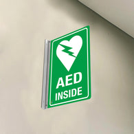 AED INSIDE - DOUBLE SIDED OFF WALL SIGN