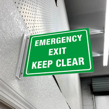 Load image into Gallery viewer, EMERGENCY EXIT KEEP CLEAR - DOUBLE SIDED OFF WALL SIGN