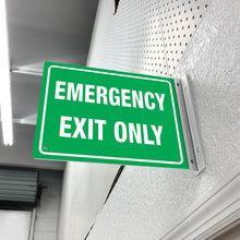 Load image into Gallery viewer, EMERGENCY EXIT ONLY - DOUBLE SIDED OFF WALL SIGN