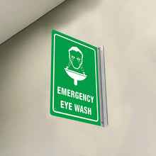 Load image into Gallery viewer, EMERGENCY EYE WASH - DOUBLE SIDED OFF WALL SIGN