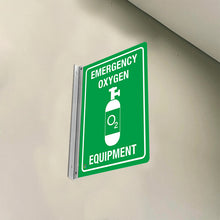 Load image into Gallery viewer, EMERGENCY OXYGEN EQUIPMENT - DOUBLE SIDED OFF WALL SIGN