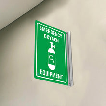 Load image into Gallery viewer, EMERGENCY OXYGEN EQUIPMENT - DOUBLE SIDED OFF WALL SIGN