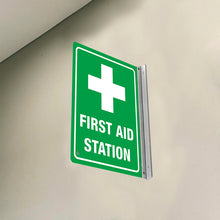 Load image into Gallery viewer, FIRST AID STATION - DOUBLE SIDED OFF WALL SIGN