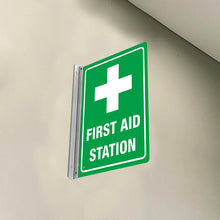 Load image into Gallery viewer, FIRST AID STATION - DOUBLE SIDED OFF WALL SIGN