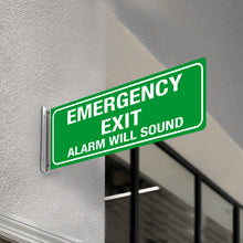 Load image into Gallery viewer, EMERGENCY EXIT ALARM WILL SOUND - DOUBLE SIDED OFF WALL SIGN