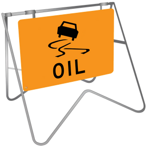 Oil on Road - Swing Stand & Sign