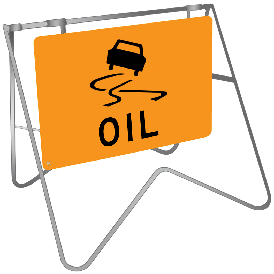 Oil on Road - Swing Stand & Sign