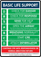 Resuscitation CPR Basic Life Support DRSABCD Sign