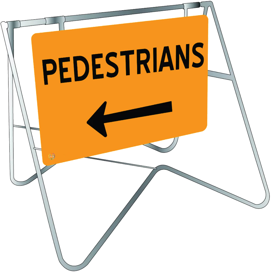 Pedestrians Left Way - Swing Stand & Sign