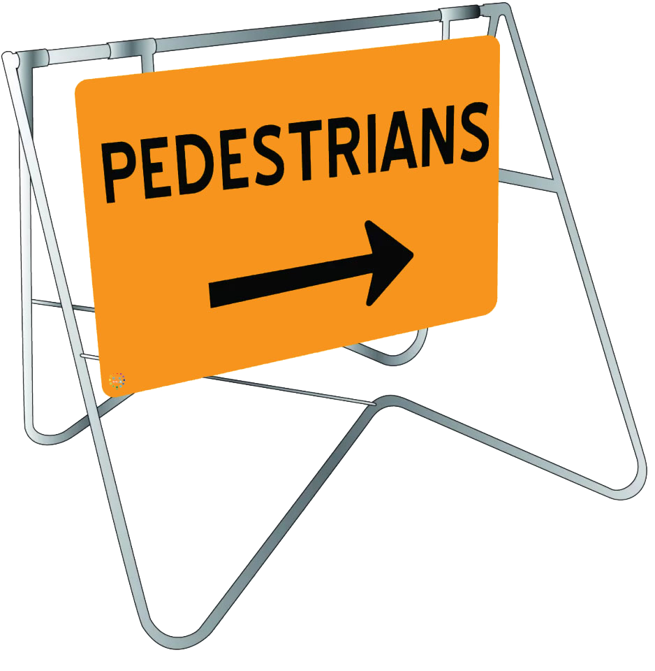  Pedestrians Right Way - Swing Stand & Sign