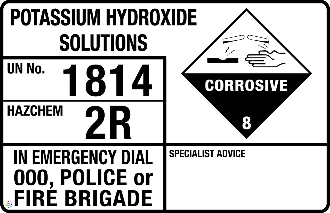 Potassium Hydroxide Solutions Sign