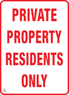 Private Property Residents Only Sign