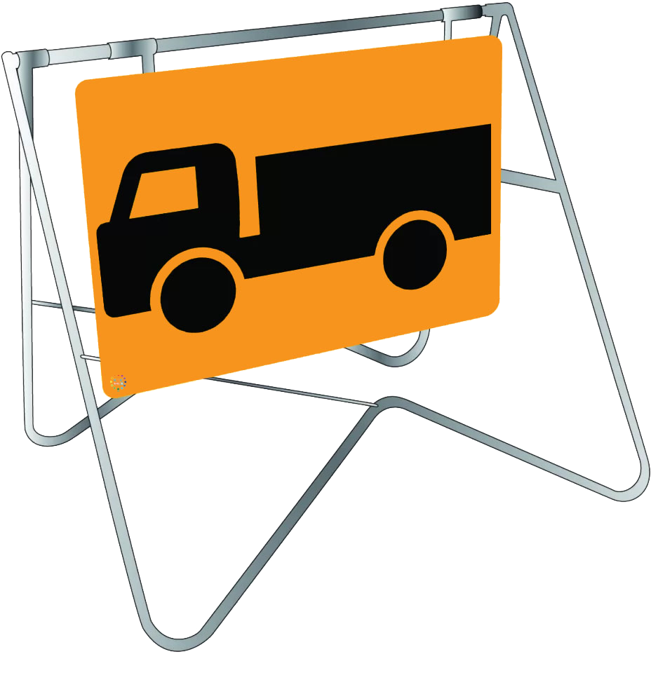 Swing Stand & Sign – Trucks Crossing Or Entering