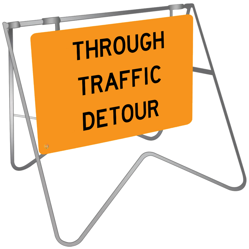 Swing Stand & Sign – Through Traffic Detour