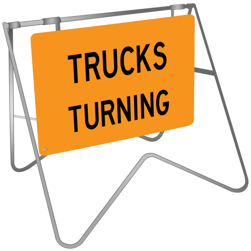 Swing Stand & Sign – Trucks Turning | K2K Signs Australia