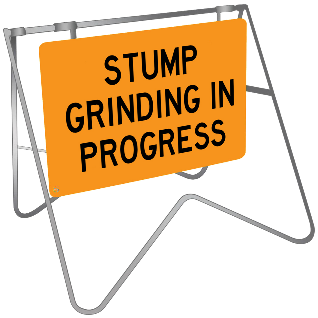 Swing Stand & Sign – Stump Grinding In Progress