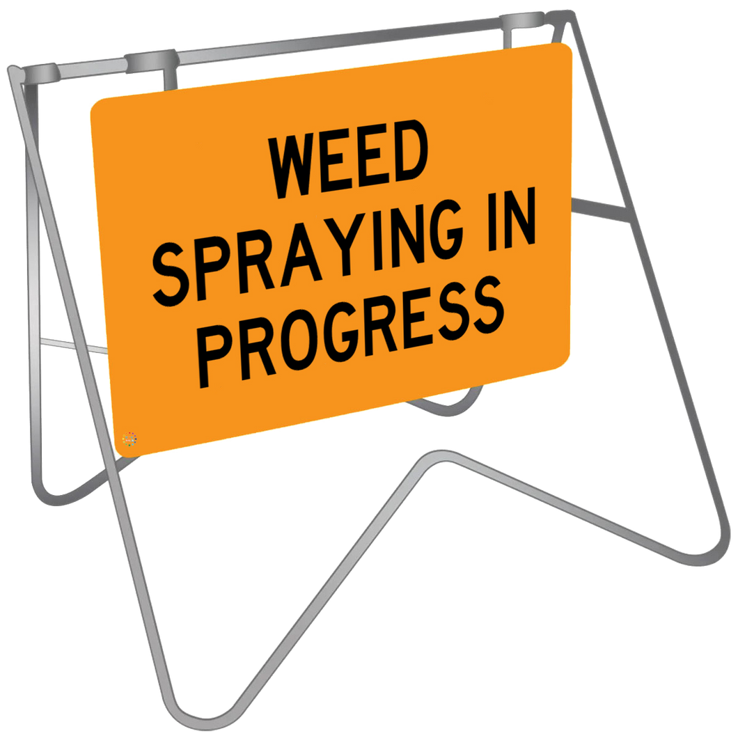 Swing Stand & Sign – Weed Spraying In Progress