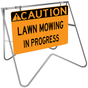 Swing Stand & Sign – Caution Lawn Mowing In Progress