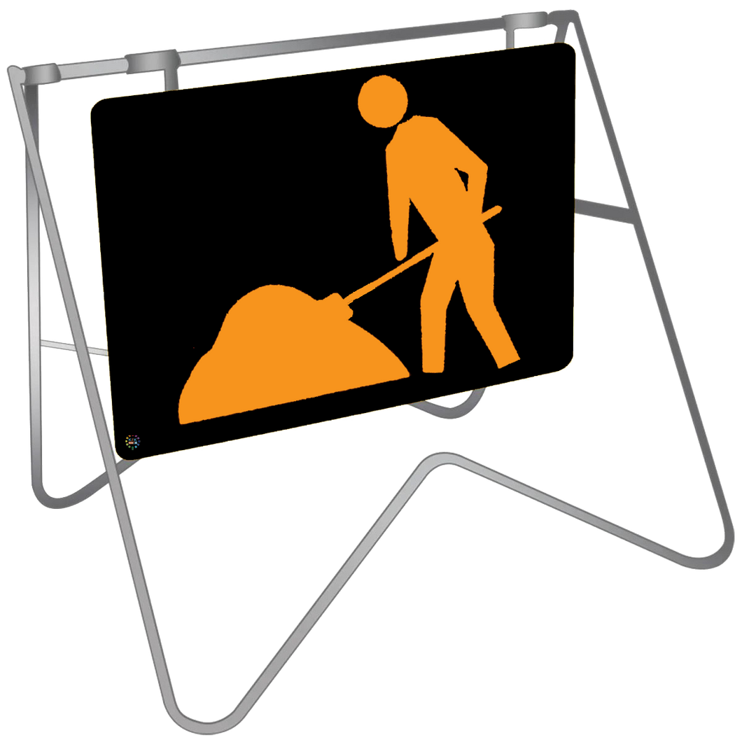 Swing Stand & Sign – Symbolic Worker - Workman Ahead