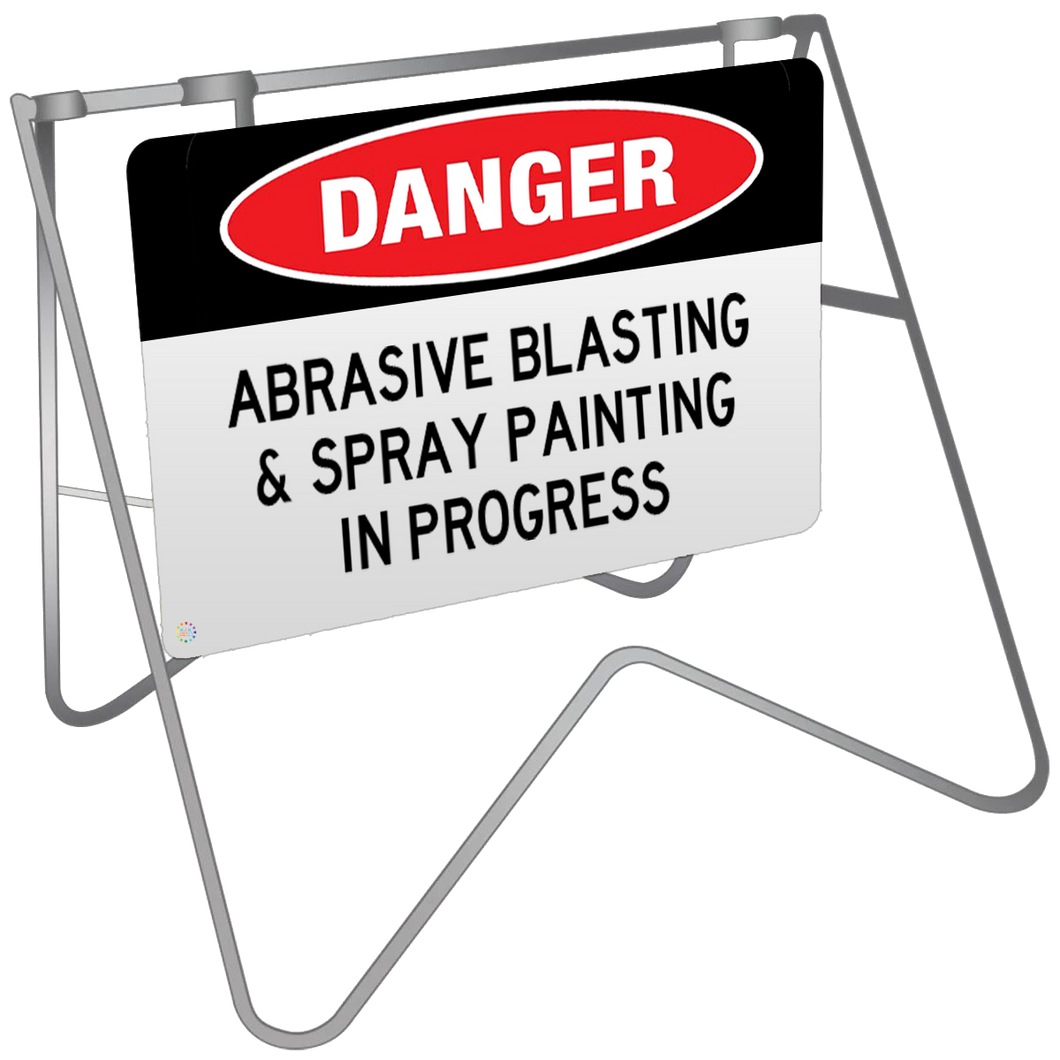 Swing Stand & Sign – Danger Abrasive Blasting & Spray Painting In Progress