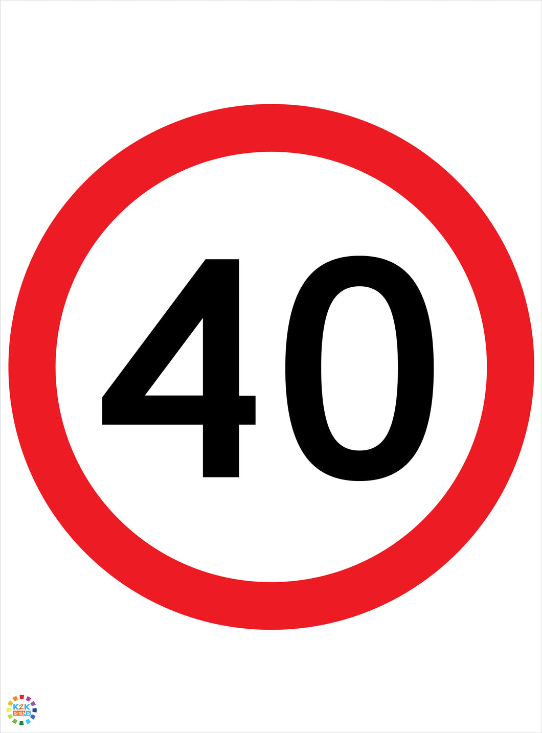 Speed Limit 40 Kph Sign