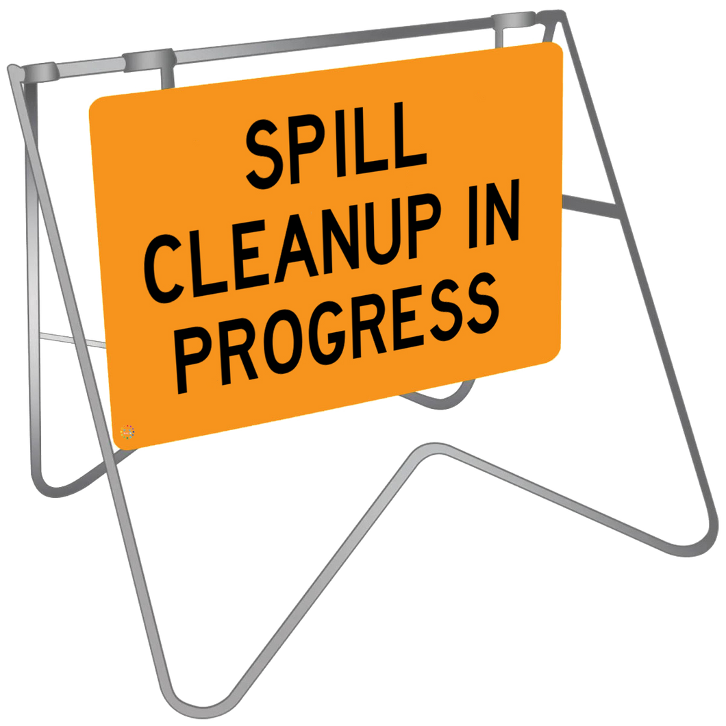 Spill Cleanup In Progress - Swing Stand & Sign