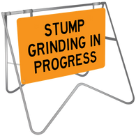 Stump Grinding In Progress - Swing Stand & Sign