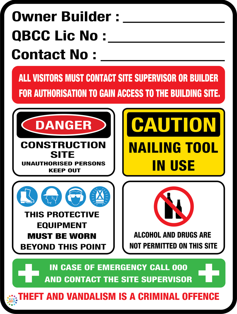 Queensland Owner Builder Construction Site Sign | K2K Signs Australia