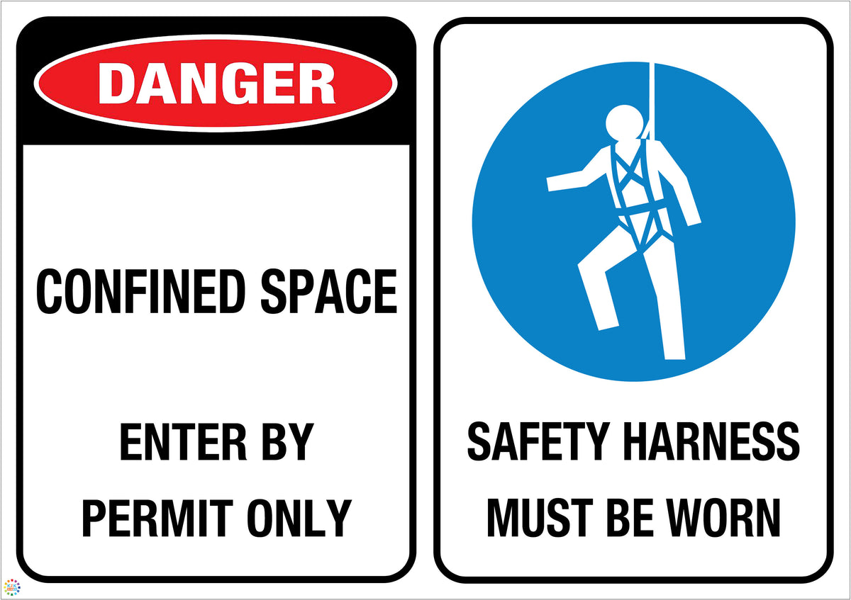 Confined Space & Safety Harness Sign | K2K Signs Australia