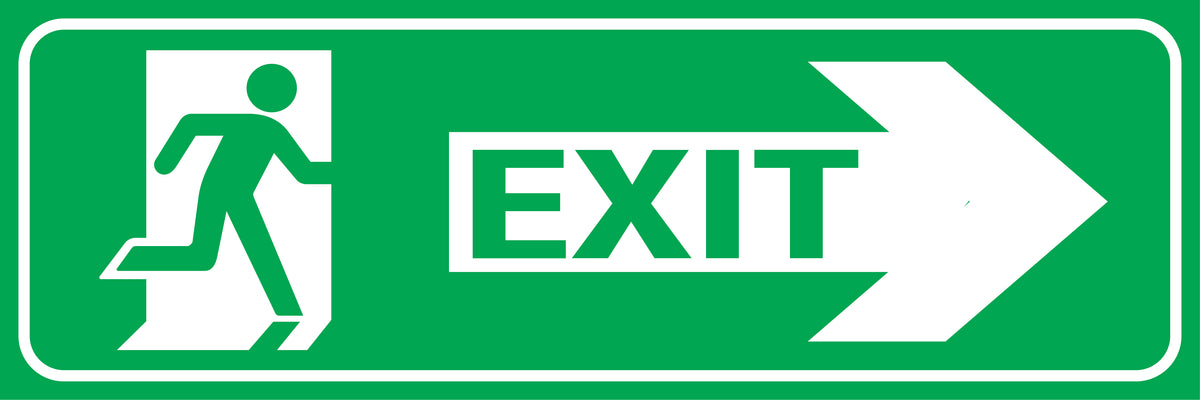 Running Man Right Arrow Exit Sign | K2K Signs Australia