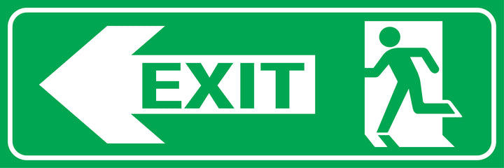 Running Man Left Arrow Exit Sign | K2K Signs Australia