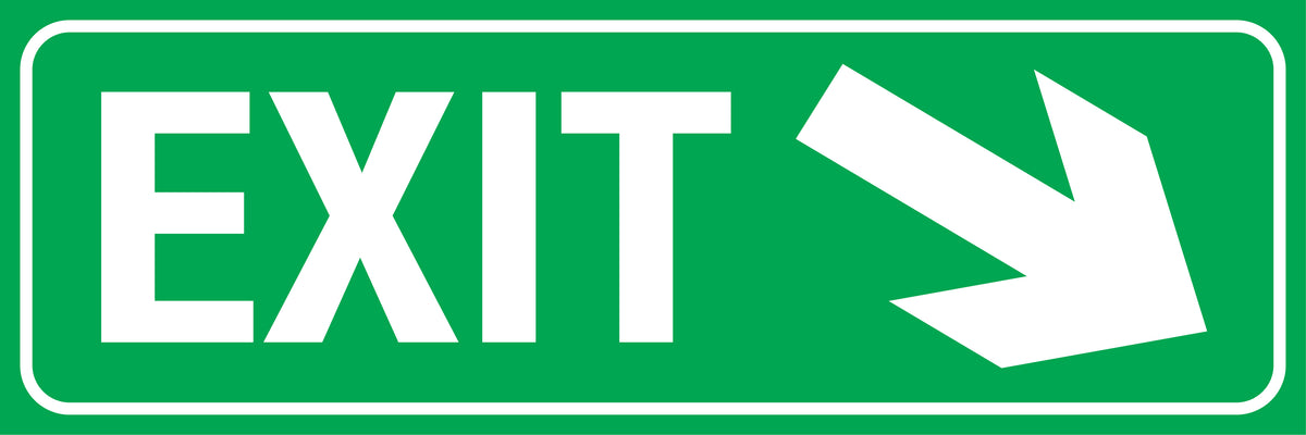 Down Right Arrow Exit Sign | K2K Signs Australia