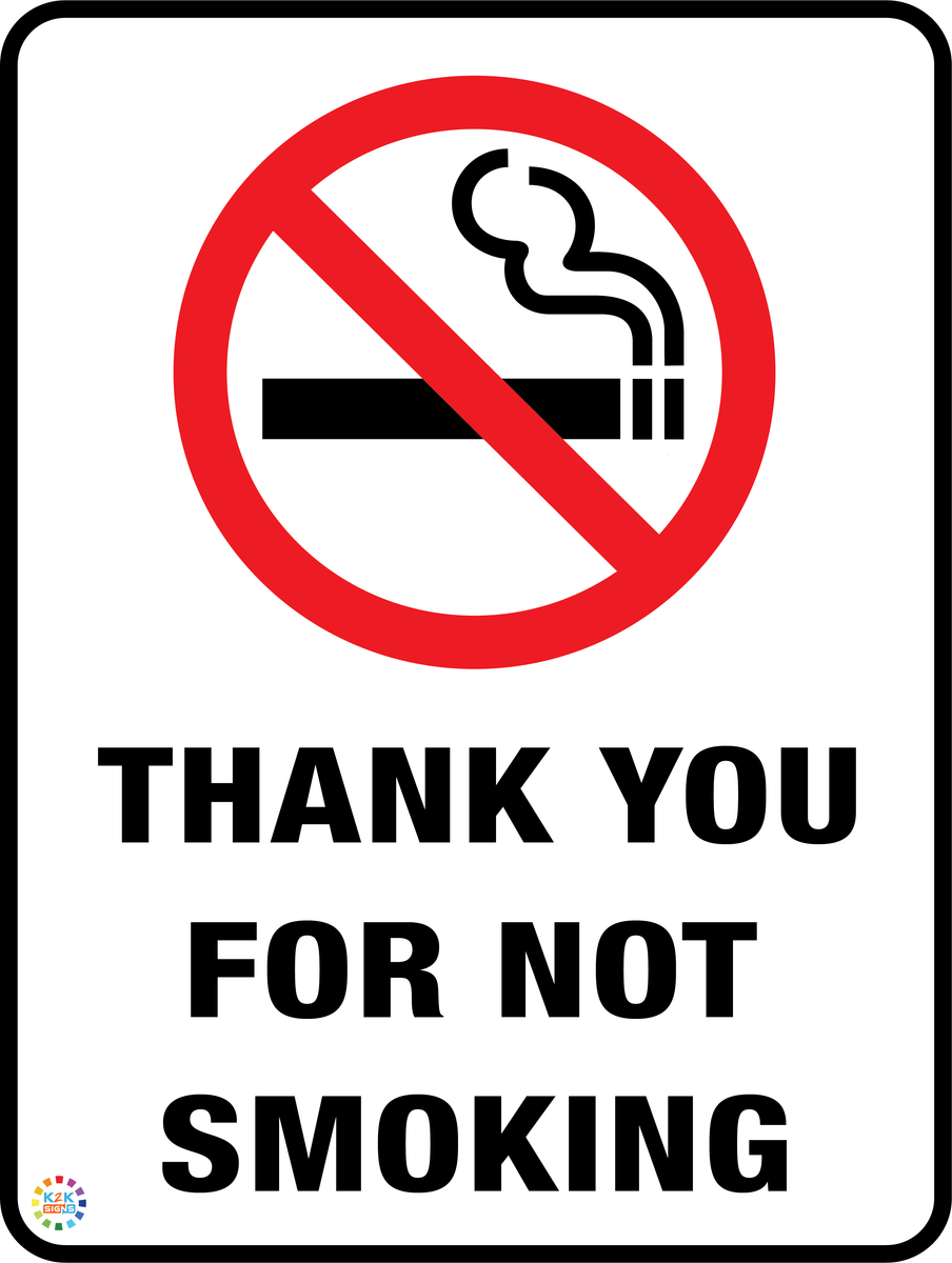 Thank You For Not Smoking Sign | K2K Signs Australia