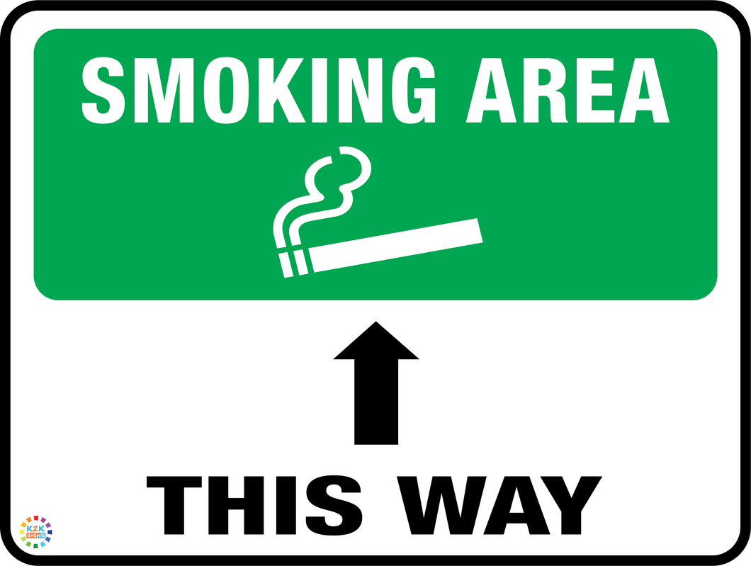 Smoking Area This Way (Straight Arrow)