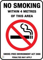 No Smoking<br>Within 4 Metres<br>Of This Area