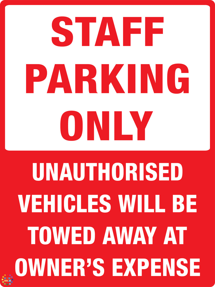 Staff Parking Only Sign | K2K Signs Australia