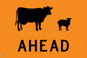 Multi Message Temporary Road Traffic Sign - <br/> Cattle Ahead